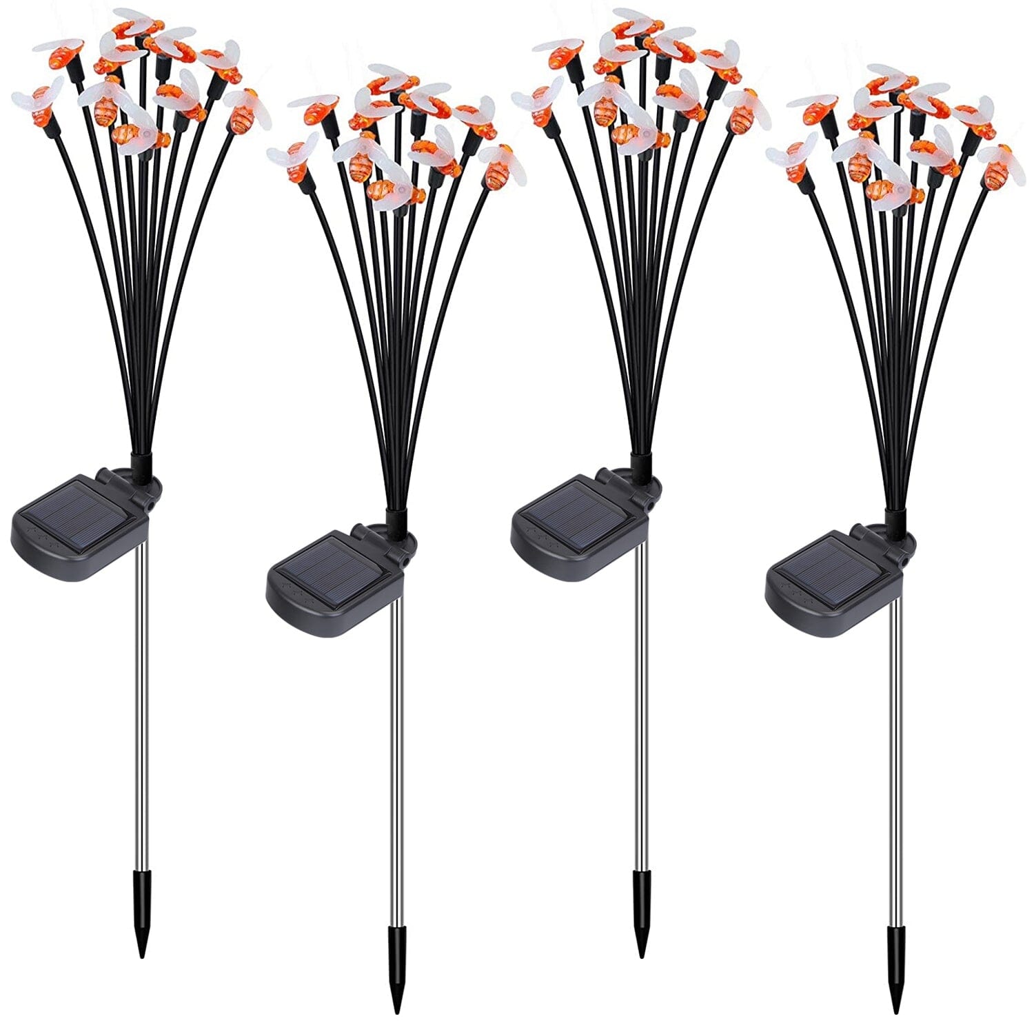 4-Pack: Solar Powered Stake Bee Light 2 Lighting Mode Lifelike Firefly Outdoor Lighting - DailySale