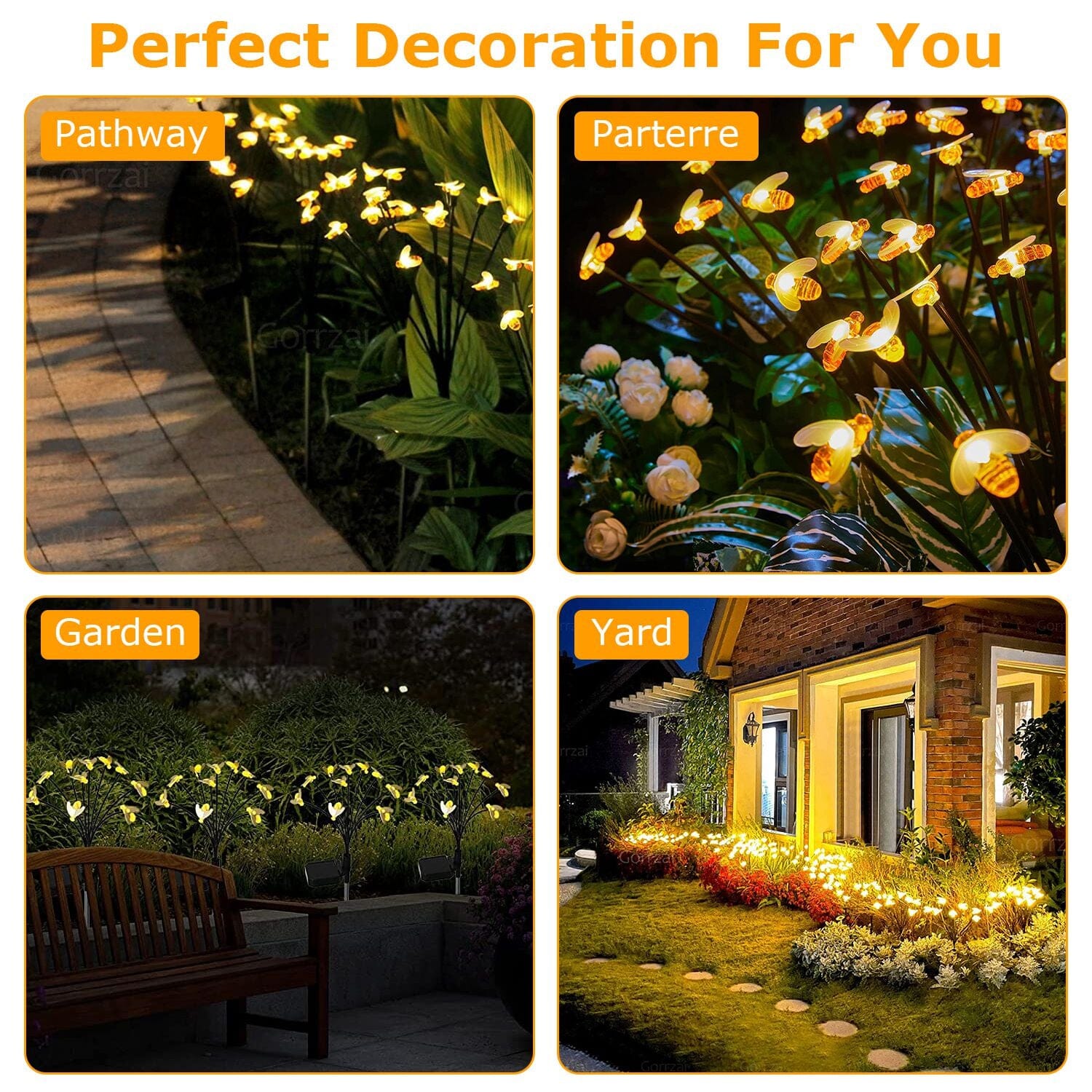 4-Pack: Solar Powered Stake Bee Light 2 Lighting Mode Lifelike Firefly Outdoor Lighting - DailySale