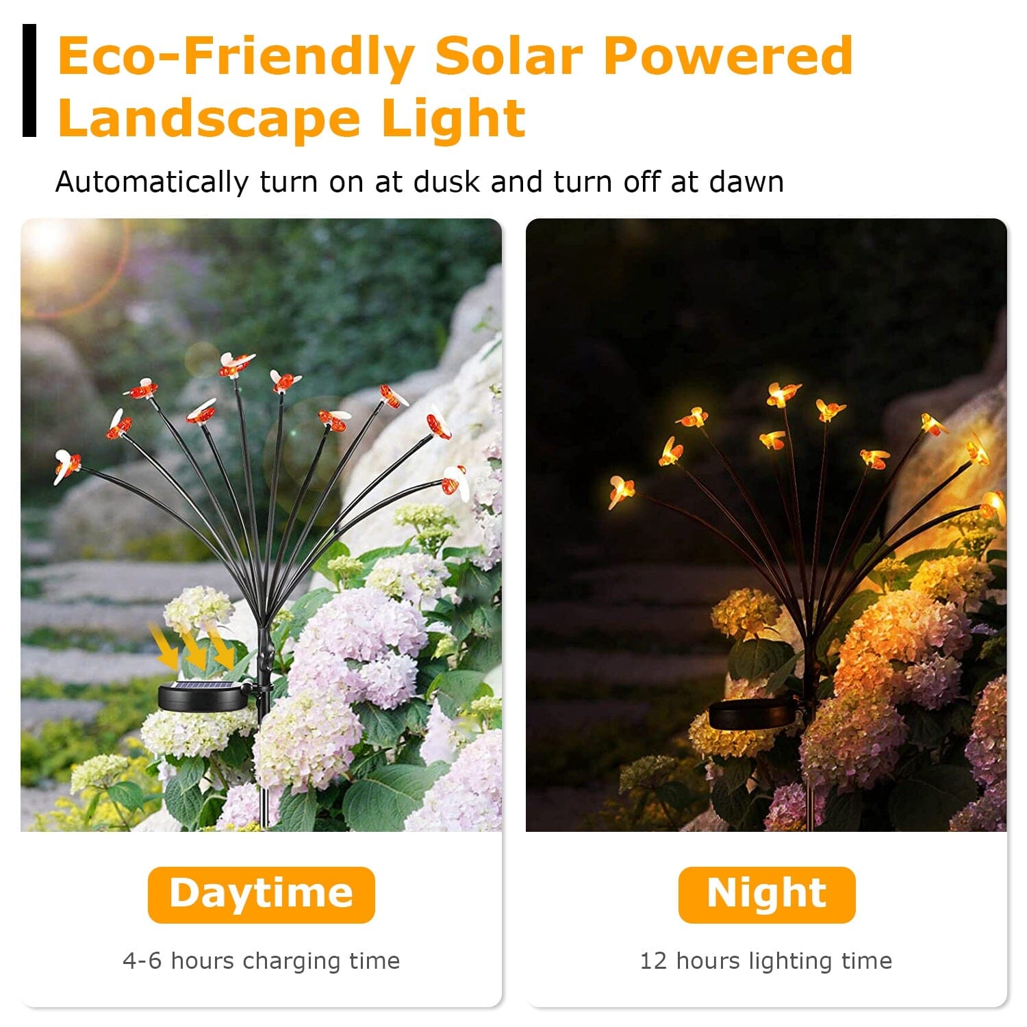 4-Pack: Solar Powered Stake Bee Light 2 Lighting Mode Lifelike Firefly Outdoor Lighting - DailySale