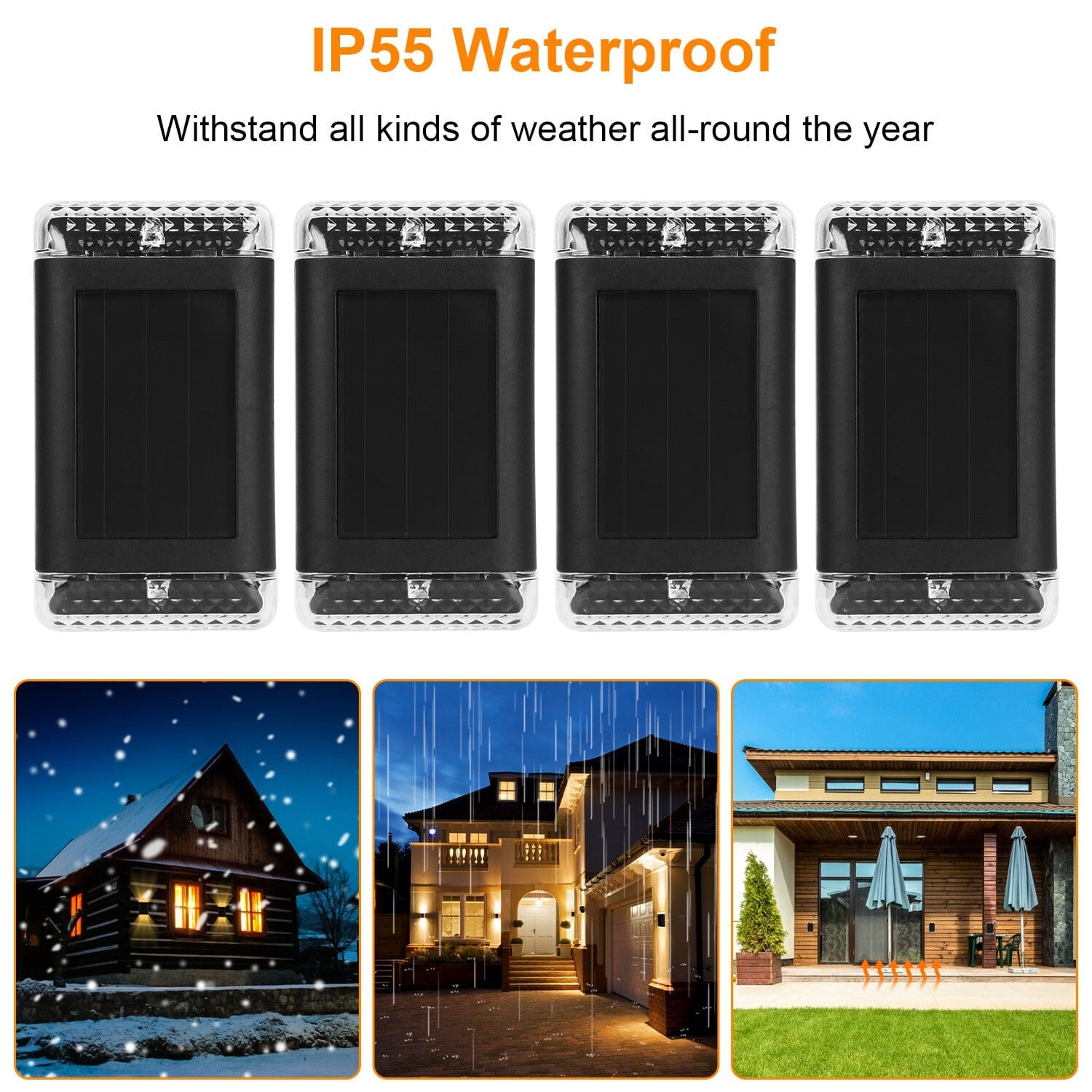 4-Pack: Solar Powered Wall Sconce Light IP55 Rechargeable Optical Sensor Lamp Outdoor Lighting - DailySale