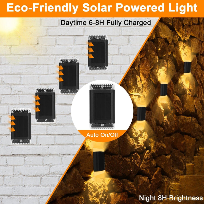 4-Pack: Solar Powered Wall Sconce Light IP55 Rechargeable Optical Sensor Lamp Outdoor Lighting - DailySale