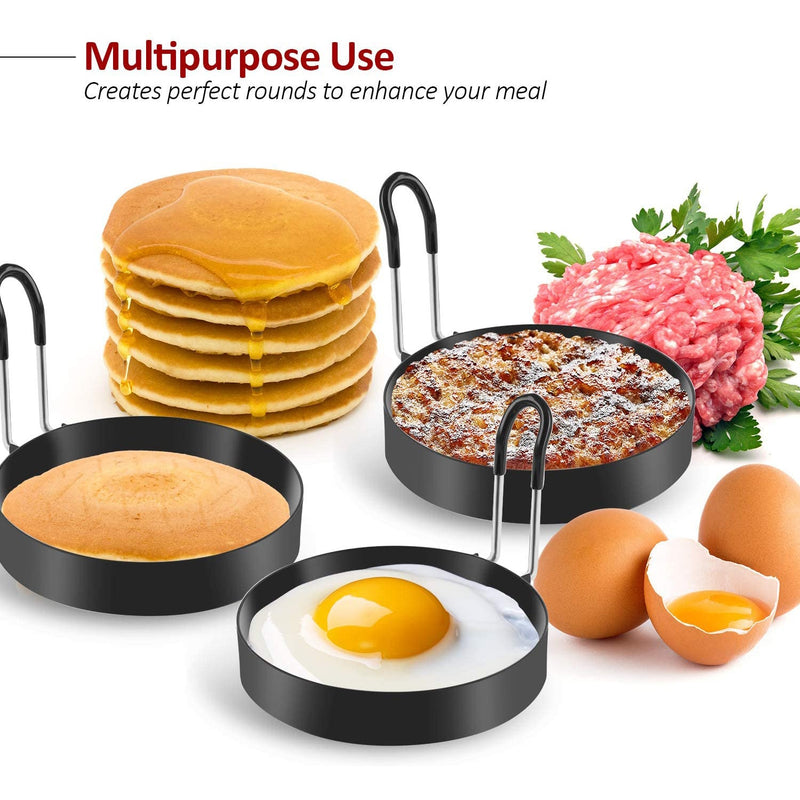 Frying Pan 4 Cup Mold Non-Stick Iron Egg Cooker Rings Round Omelet