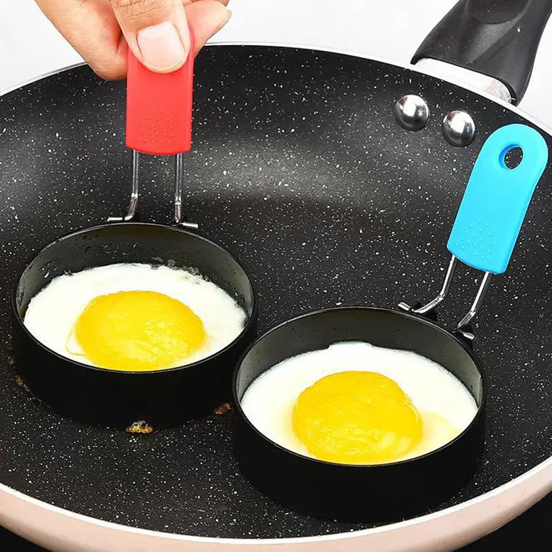 Frying Pan 4 Cup Mold Non-Stick Iron Egg Cooker Rings Round Omelet