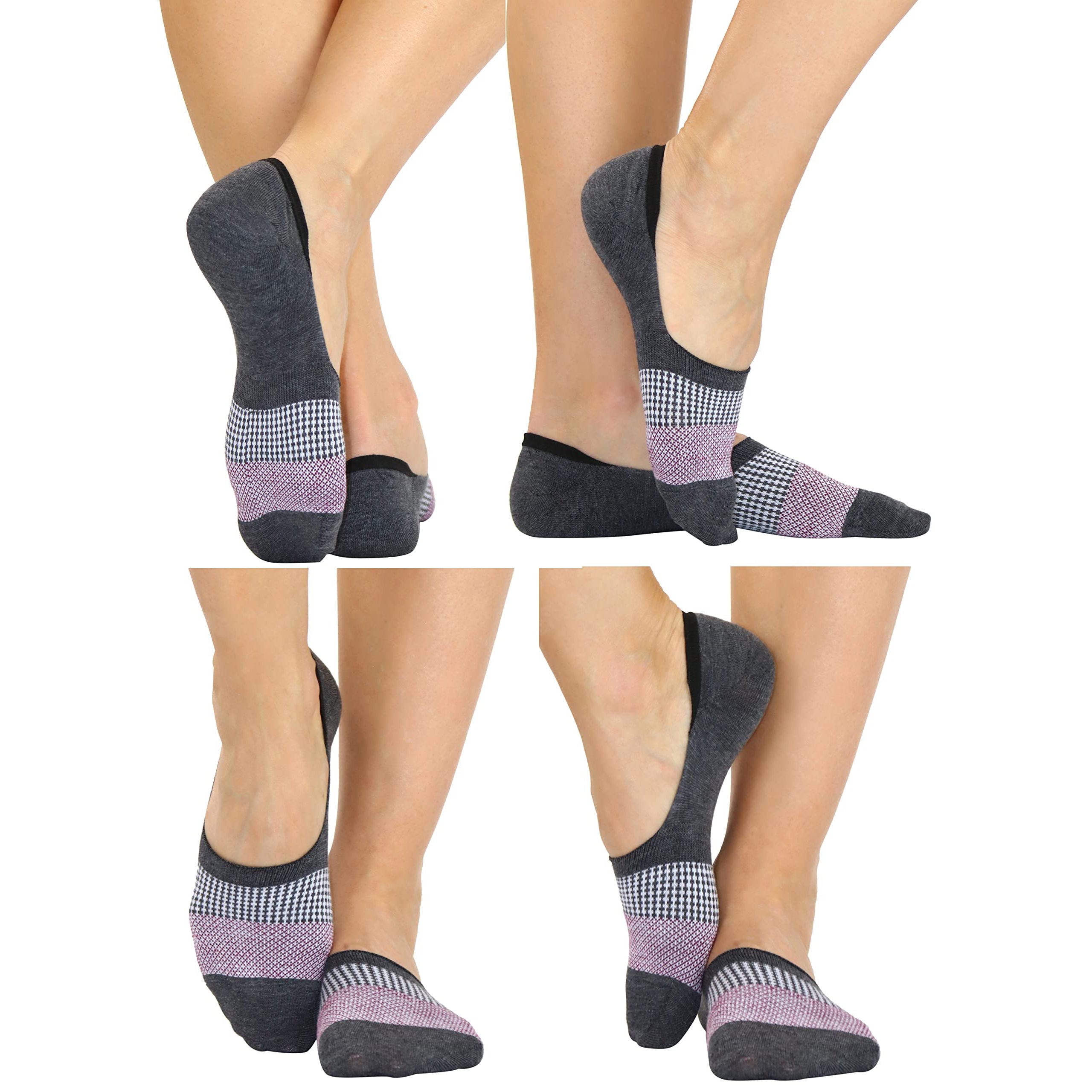 4-Pack: ToBeInStyle Women's Patterned No Show Socks with Heel Grip Women's Shoes & Accessories - DailySale