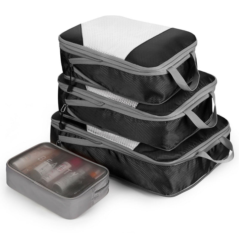 4-Pack: Travel Suitcase Storage Bag Set Bags & Travel Black - DailySale