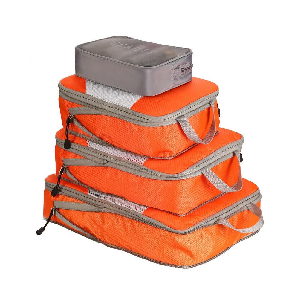 4-Pack: Travel Suitcase Storage Bag Set Bags & Travel Orange - DailySale