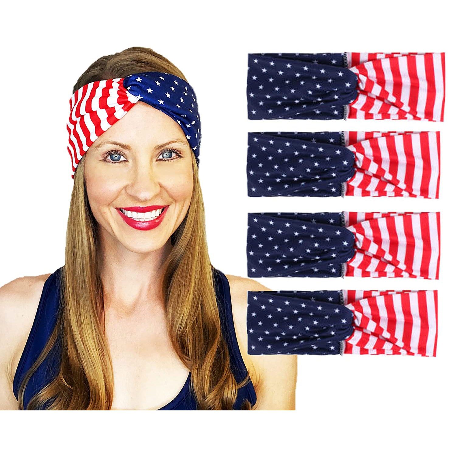 4-Pack: USA American Flag Headbands Women's Shoes & Accessories - DailySale