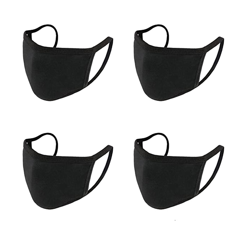 4-Pack: Washable & Reusable 2-Ply Cotton Fabric Reversible Face Mask Face Masks & PPE Black - DailySale