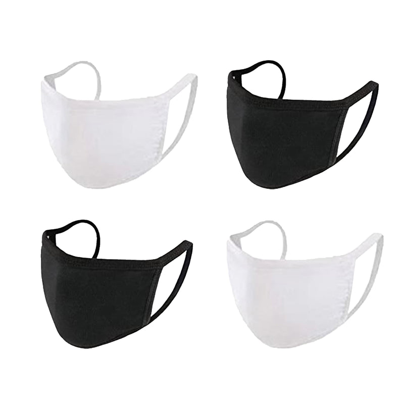 4-Pack: Washable & Reusable 2-Ply Cotton Fabric Reversible Face Mask Face Masks & PPE Black/White - DailySale