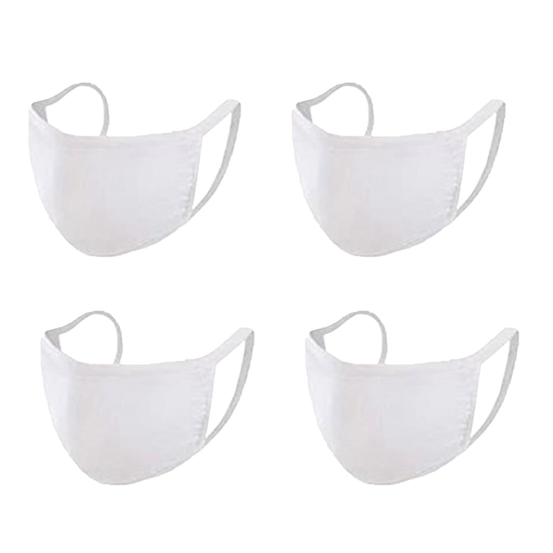 4-Pack: Washable & Reusable 2-Ply Cotton Fabric Reversible Face Mask Face Masks & PPE White - DailySale