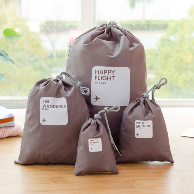 4-Pack: Waterproof Drawstring Bag Set Bags & Travel Gray - DailySale
