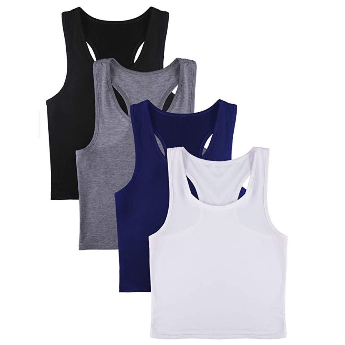 4-Pack: Women's Crop Sleeveless Racerback Tank Tops Women's Tops - DailySale