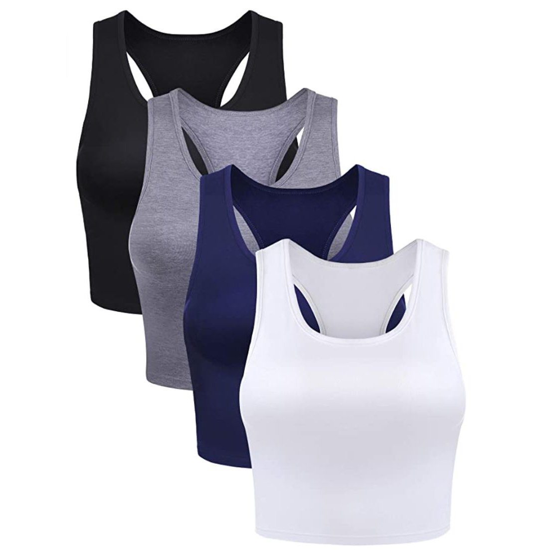 4-Pack: Women's Crop Sleeveless Racerback Tank Tops Women's Tops M - DailySale