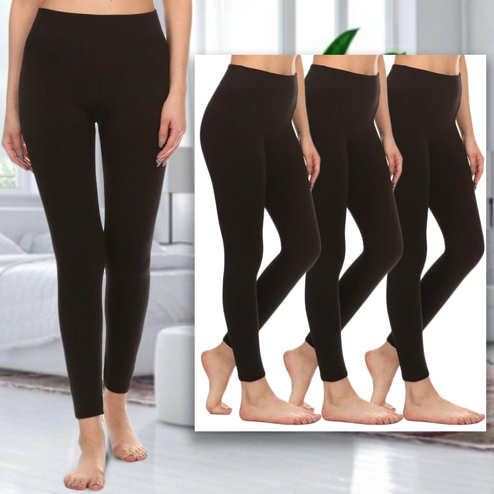 4-Pack: Women's Premium Fleece-Lined Leggings Women's Apparel - DailySale