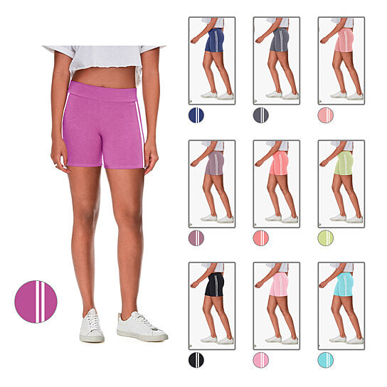 4-Pack: Women's Ultra-Soft Stretchy Athletic Workout Yoga Shorts with Stripes Women's Bottoms - DailySale