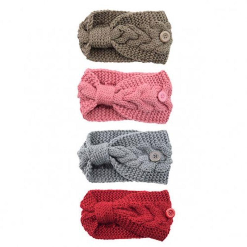 4-Pack: Women's Winter Headband and Ear Warmer with Buttons to Hold Mask