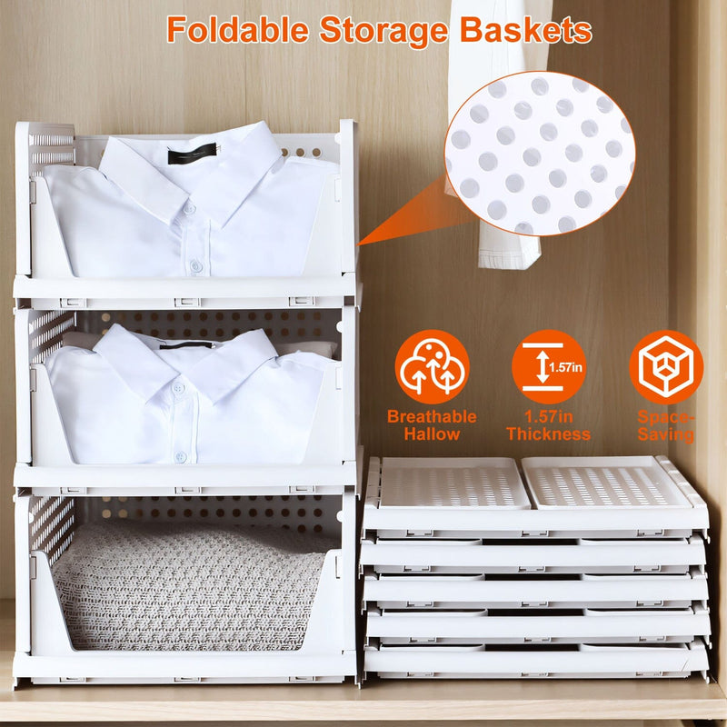 Closet Organizer Stackable 3 Pack Clothes Organizer Plastic T-Shirt Storage