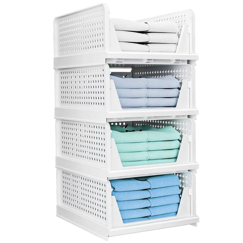 4-Packs: Plastic Storage Box Closet Organizer Foldable Storage with Slide Rail Push-Pull Closet & Storage - DailySale