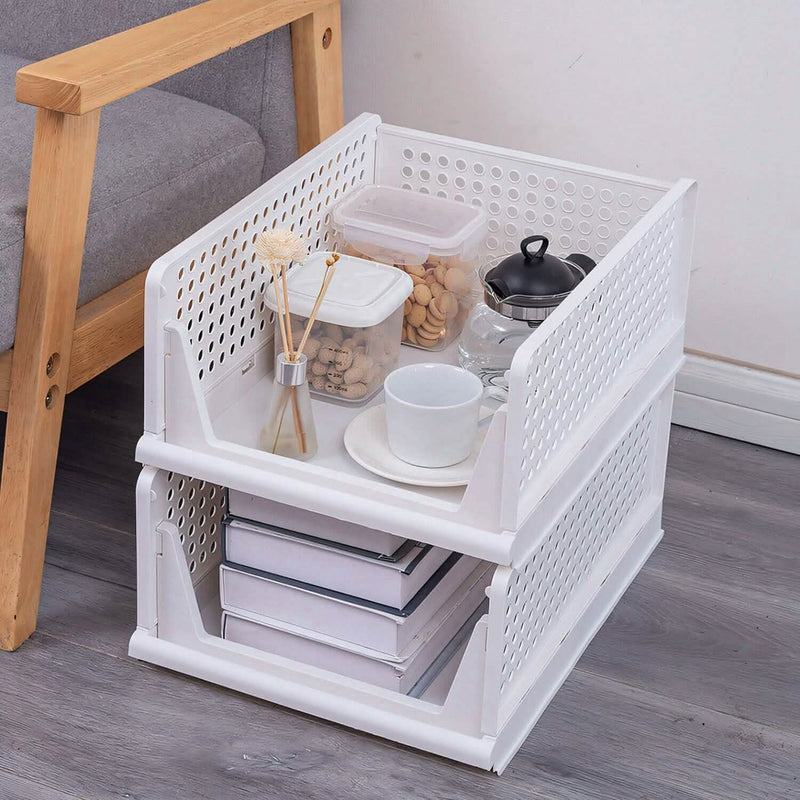 4-Packs: Plastic Storage Box Closet Organizer Foldable Storage with Slide Rail Push-Pull Closet & Storage - DailySale
