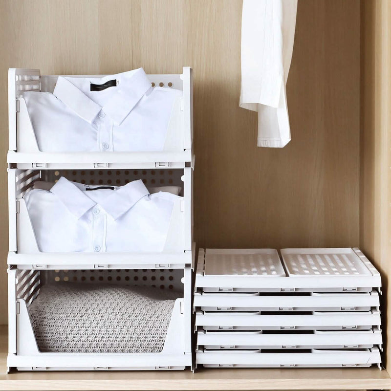 4-Packs: Plastic Storage Box Closet Organizer Foldable Storage with Slide Rail Push-Pull Closet & Storage - DailySale