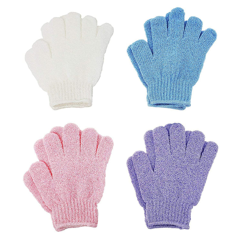 4-Pairs: Exfoliating Gloves - Premium Scrub Wash Mitt for Bath or Shower Bath - DailySale