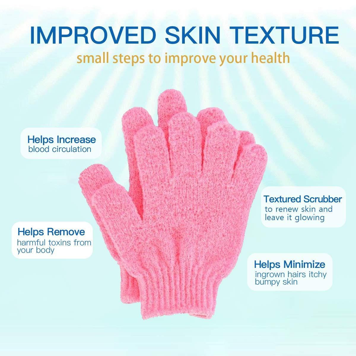 4-Pairs: Exfoliating Gloves - Premium Scrub Wash Mitt for Bath or Shower Bath - DailySale