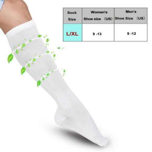4-Pairs: White L/XL Compression Socks Running Sports Graduated Travel Sports & Outdoors - DailySale