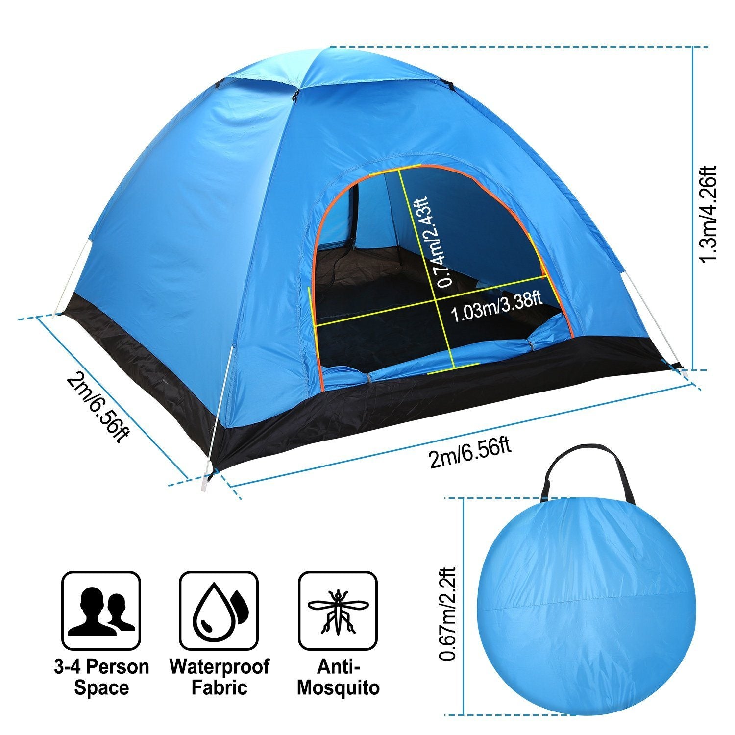 4 Persons Camping Waterproof Tent Sports & Outdoors - DailySale