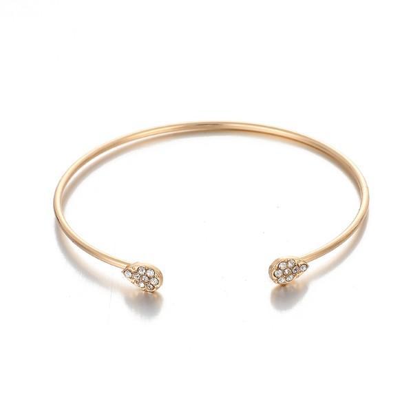 4-Piece: 14K Gold White Crystal Celestial Bangle Set Bracelets - DailySale