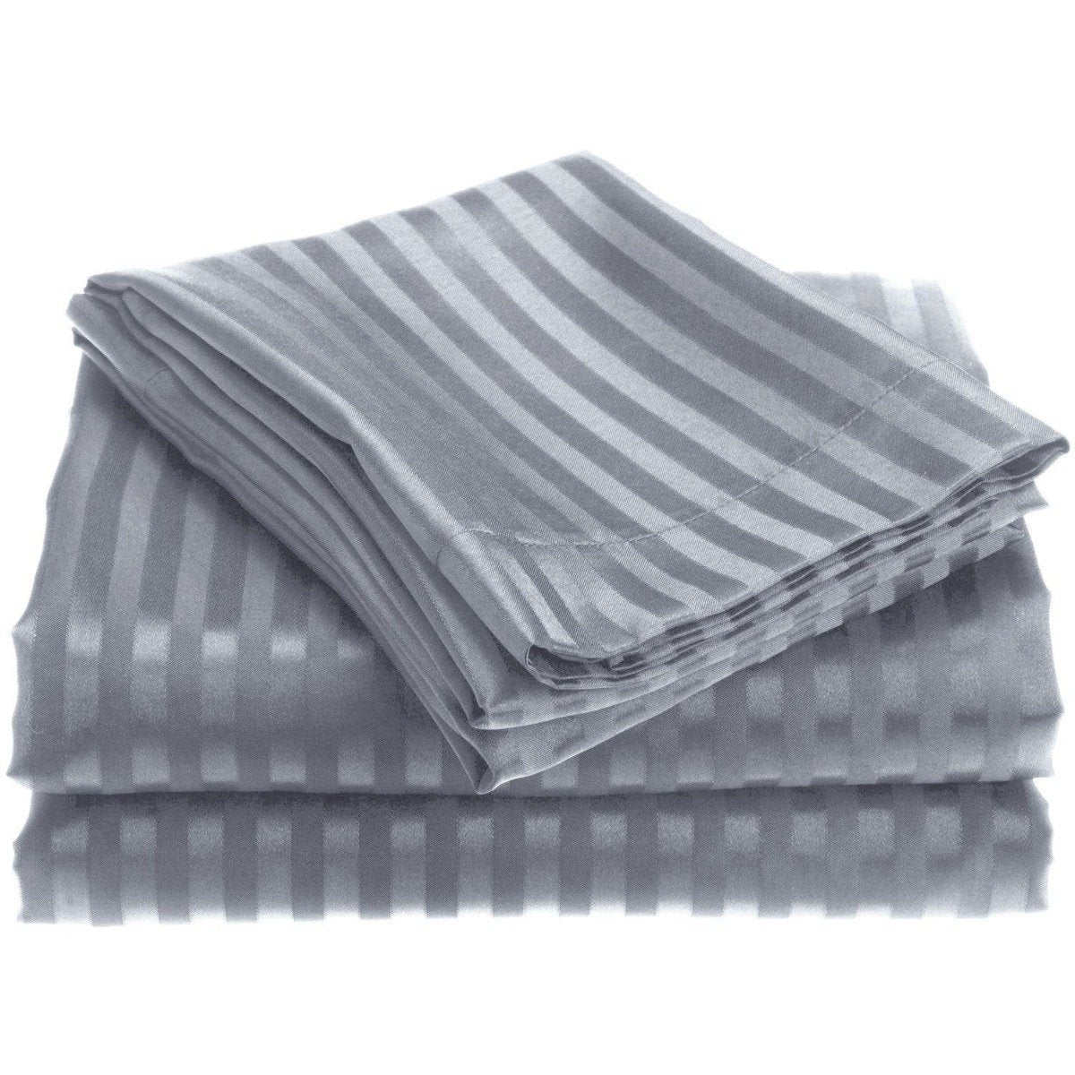 4-Piece: 1800 Series Brushed Microfiber Dobby Striped Sheet Set Linen & Bedding Twin Gray - DailySale