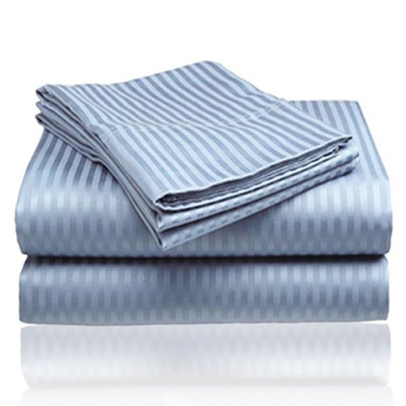 4-Piece: 1800 Series Brushed Microfiber Dobby Striped Sheet Set Linen & Bedding Twin Light Blue - DailySale