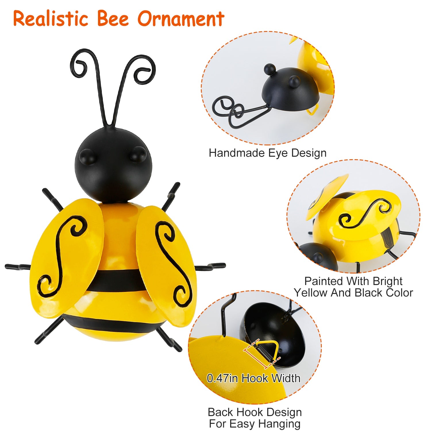 4-Piece: 3D Bumble Bee Ornament Set Garden & Patio - DailySale