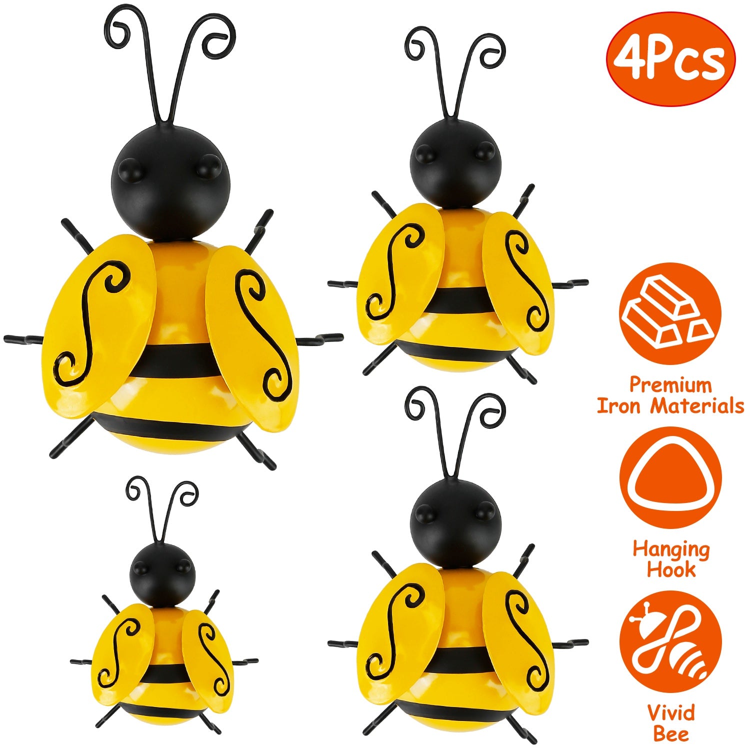 4-Piece: 3D Bumble Bee Ornament Set Garden & Patio - DailySale