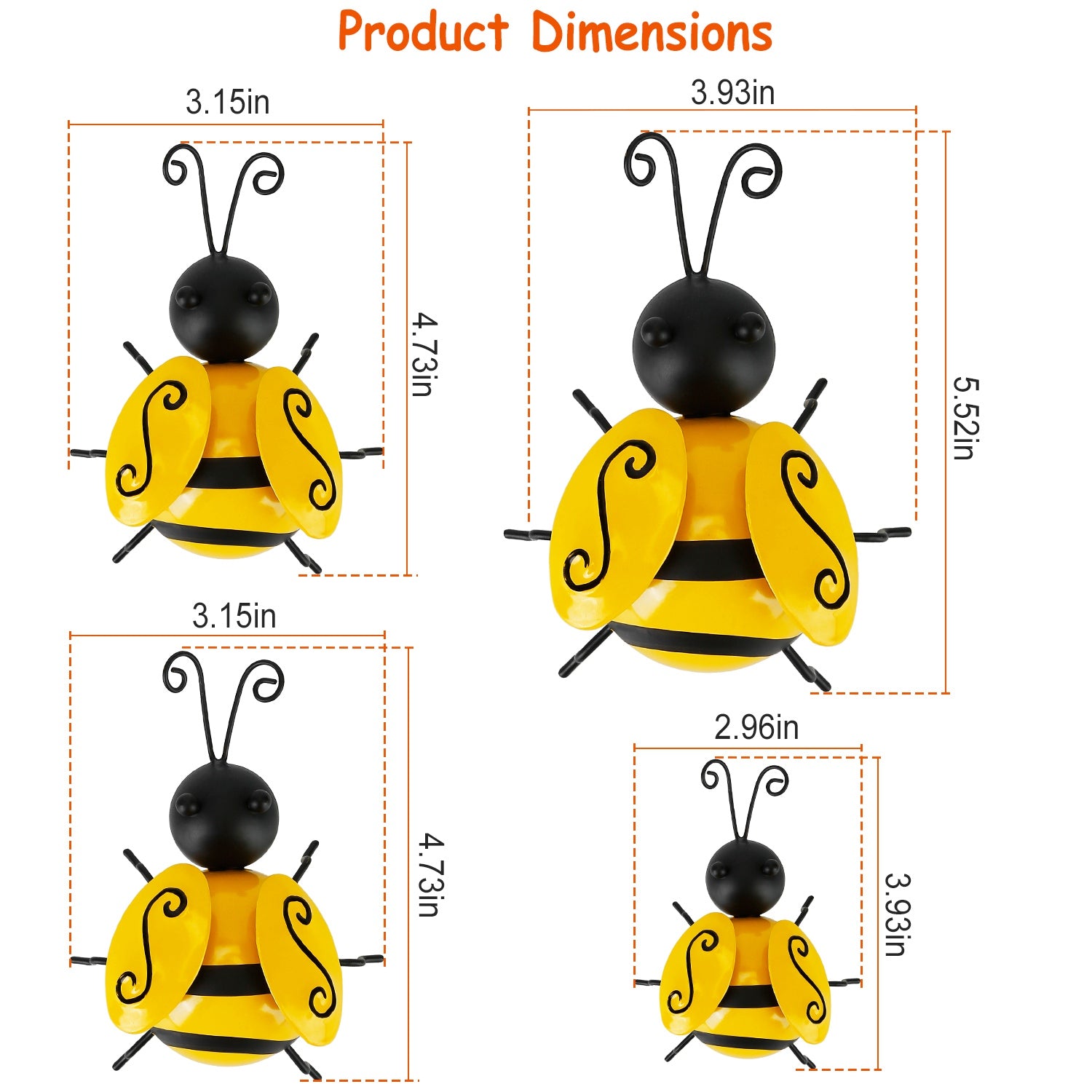 4-Piece: 3D Bumble Bee Ornament Set Garden & Patio - DailySale