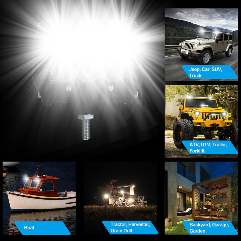 4-Piece: 4” 18W Dual Row LED Spot Light Pod Automotive - DailySale