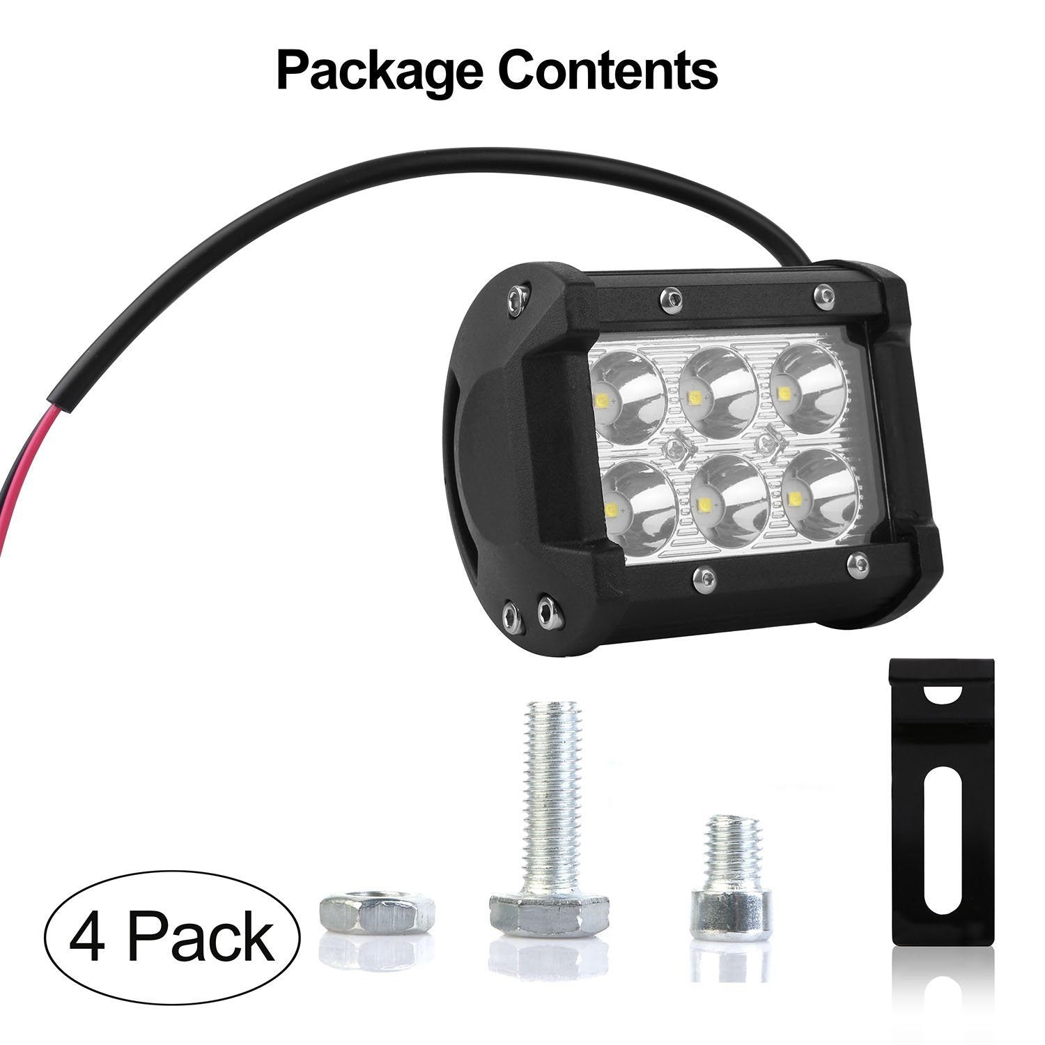 4-Piece: 4” 18W Dual Row LED Spot Light Pod Automotive - DailySale