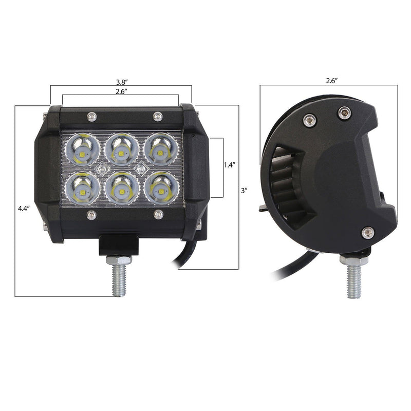 4-Piece: 4” 18W Dual Row LED Spot Light Pod Automotive - DailySale