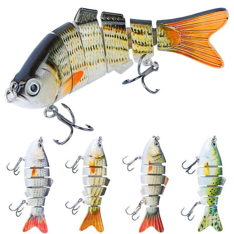 4-Piece: 6 Segment Multi Jointed Lifelike Fish Lures Sports & Outdoors - DailySale