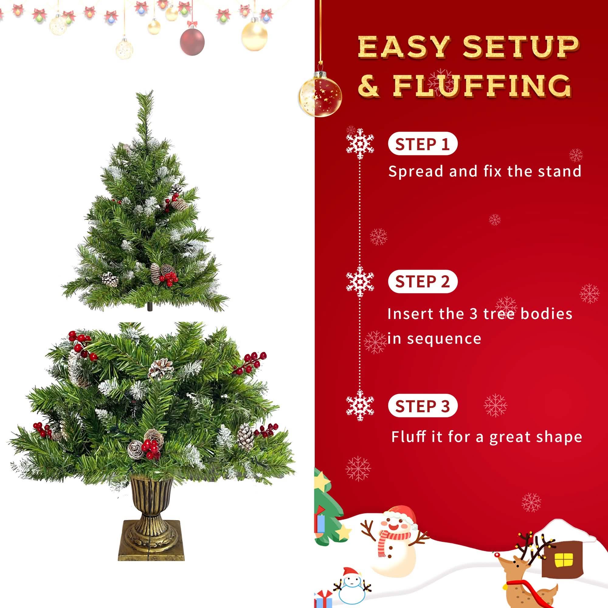 4-Piece: Artificial Christmas Tree Set Holiday Decor & Apparel - DailySale