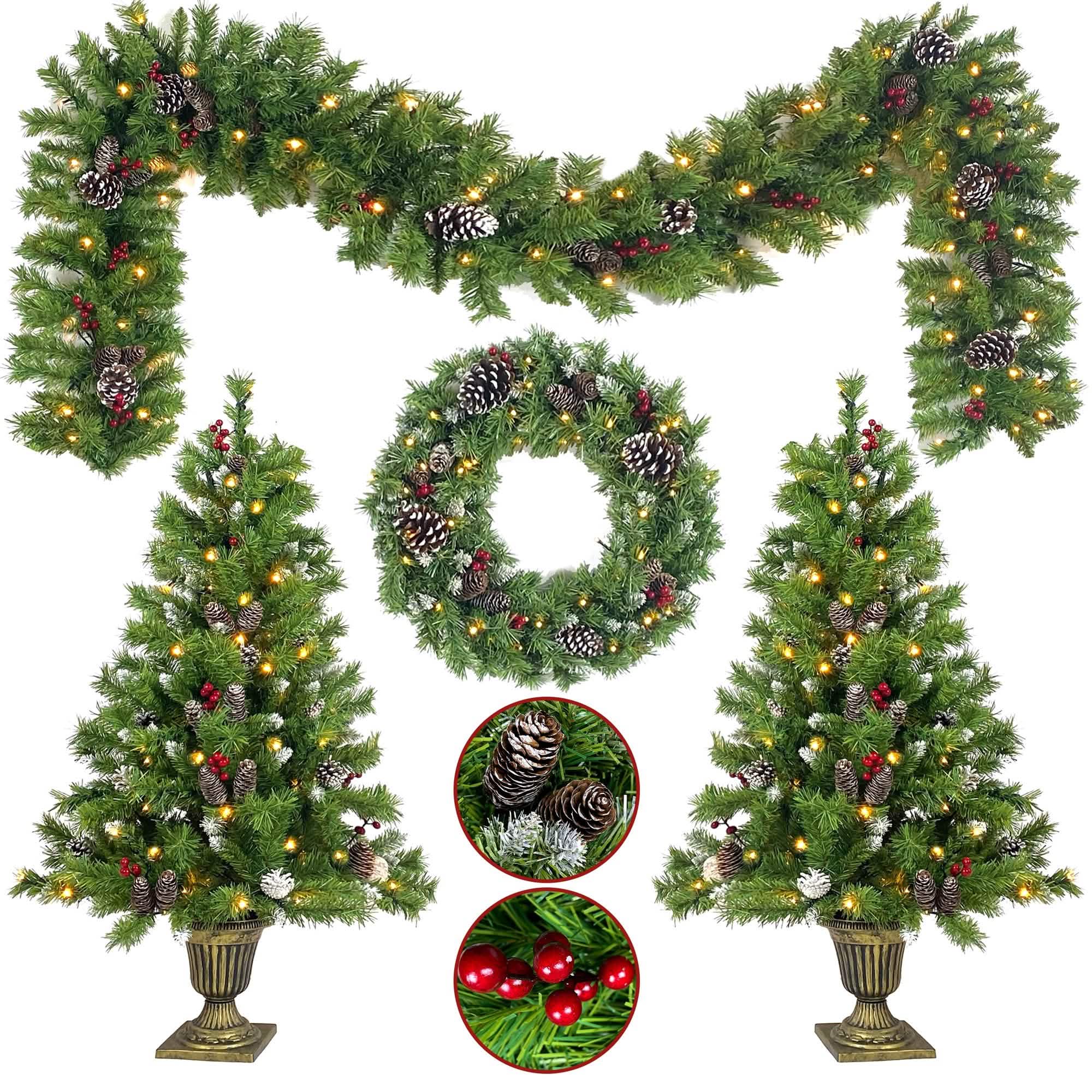 4-Piece: Artificial Christmas Tree Set Holiday Decor & Apparel - DailySale