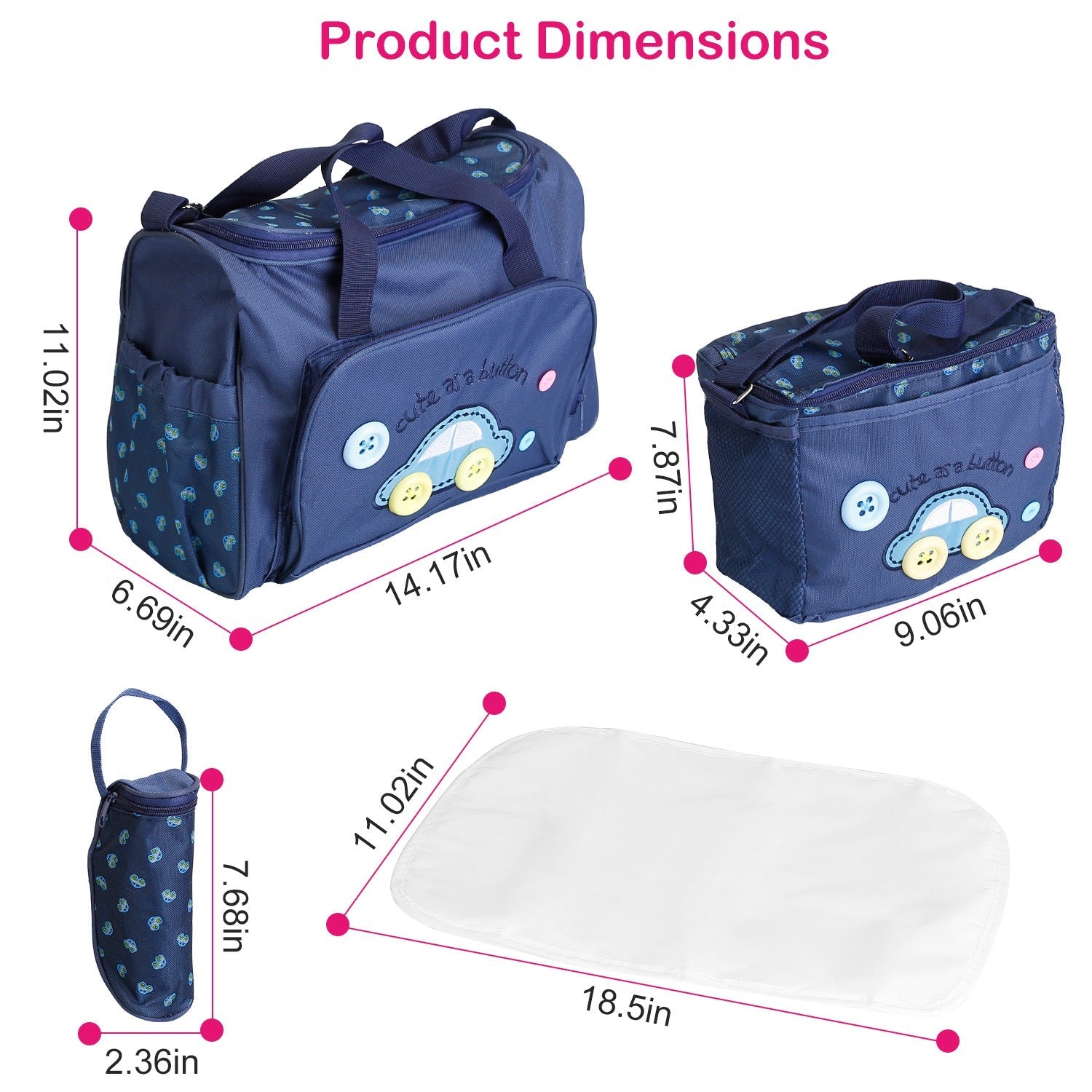 4-Piece: Baby Diaper Tote Bag Set Baby - DailySale