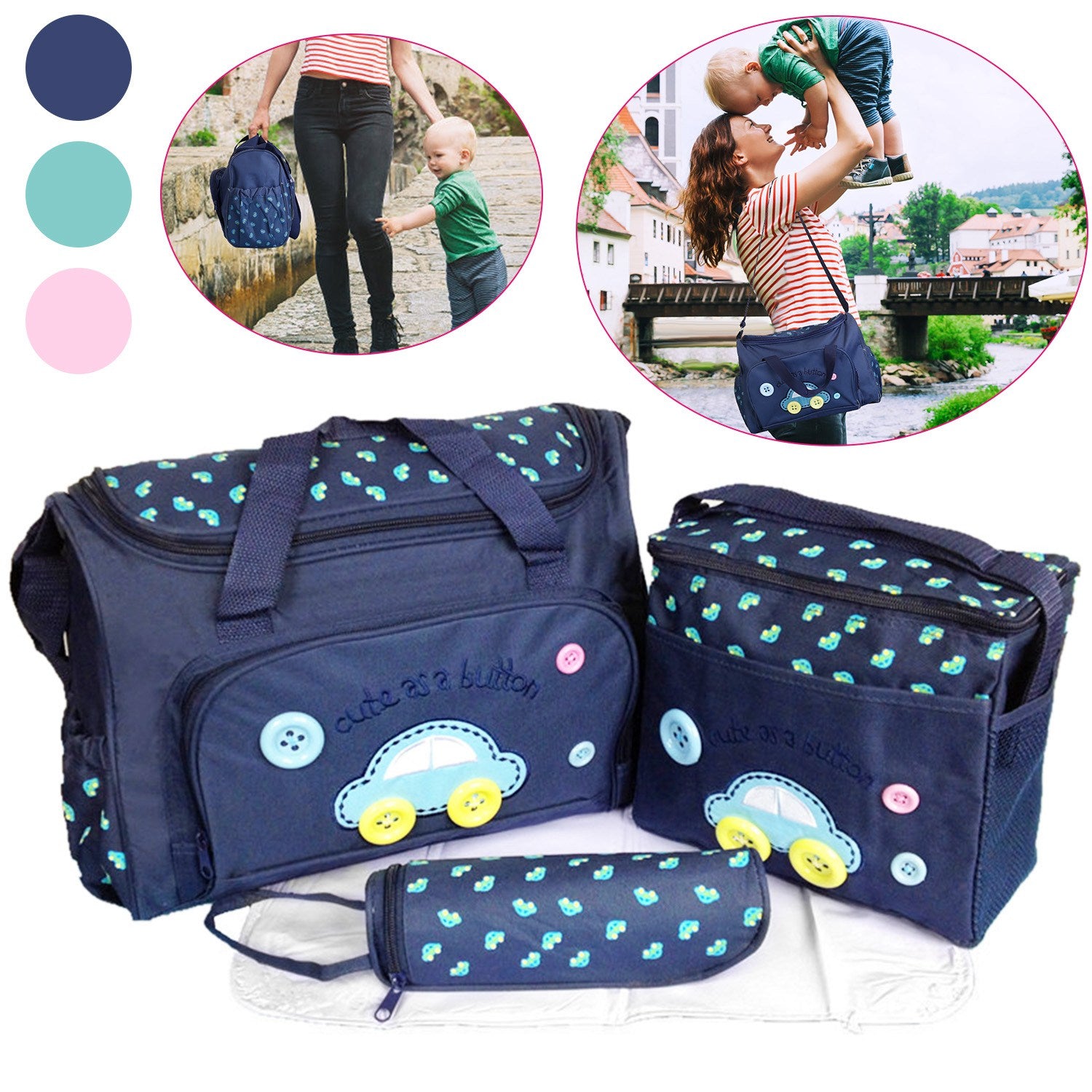 4-Piece: Baby Diaper Tote Bag Set Baby - DailySale