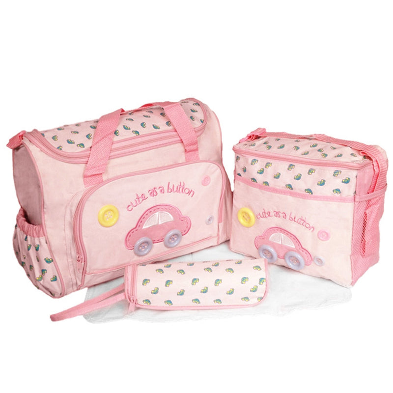 4-Piece: Baby Diaper Tote Bag Set Baby Pink - DailySale