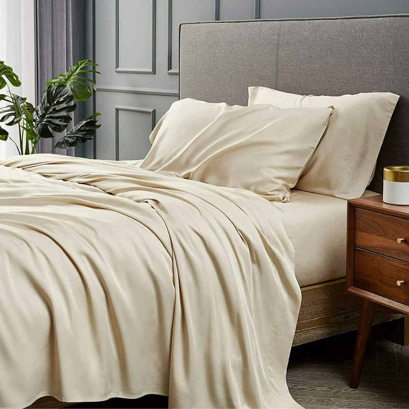 4-Piece: Bibb Home 300tc Bamboo Viscose Sheet Set Bedding Queen Linen - DailySale