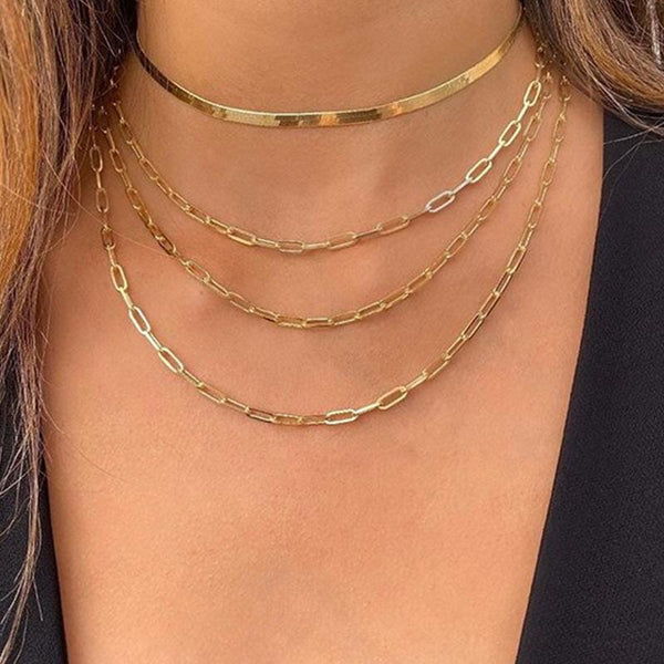 4-Piece Chain Link Set: Necklace 18K Gold Plated Necklace Necklaces - DailySale