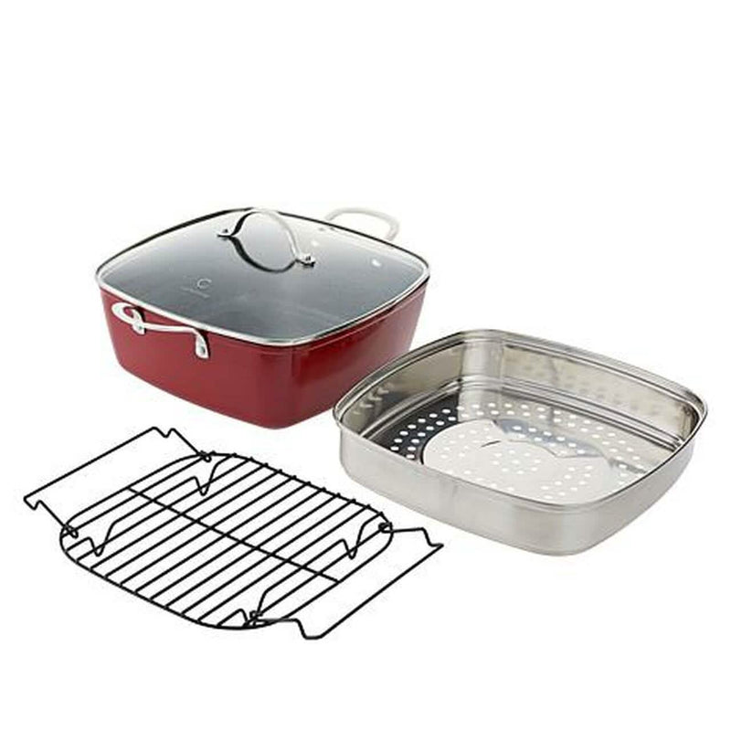 4-Piece: Curtis Stone Dura-Pan Chef's Square Saute Set Kitchen & Dining - DailySale