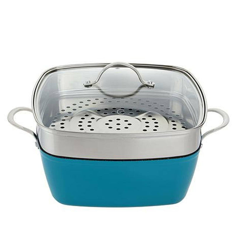 4-Piece: Curtis Stone Dura-Pan Chef's Square Saute Set Kitchen & Dining Turquoise - DailySale