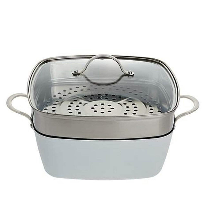 4-Piece Curtis Stone Dura-Pan Chef Square Saute Set (Refurbished) show in white