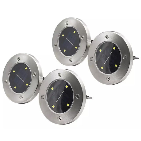 4-Piece: Disk Solar Powered Path Lawn Lights Outdoor Lighting - DailySale