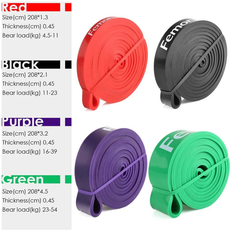 4-Piece: Exercise Bands Latex Resistance elastic Band -Pull Up Assist Bands Fitness Fitness - DailySale